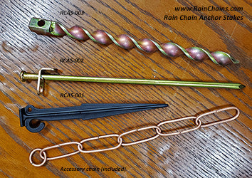 Heavy-duty rain chain anchor stake RCAS-003 with copper chain