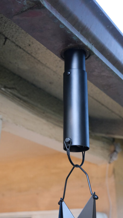 Black powder coated 6 inch rain chain installation kit extension