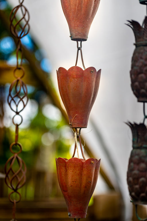Pure solid copper scallop lily cup rain chain extra large high water flow best quality