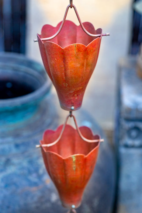 Pure solid copper scallop lily cup rain chain extra large high water flow best quality
