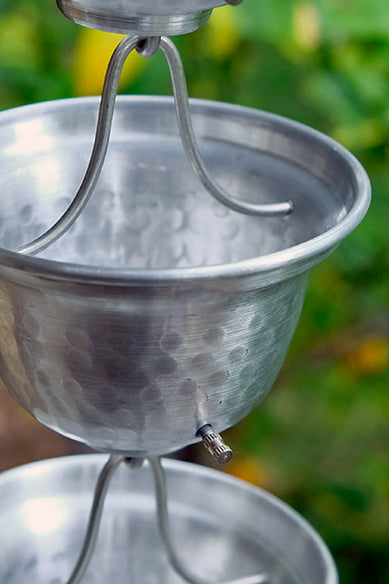 Aluminum hand hammered bell cup rain chain
