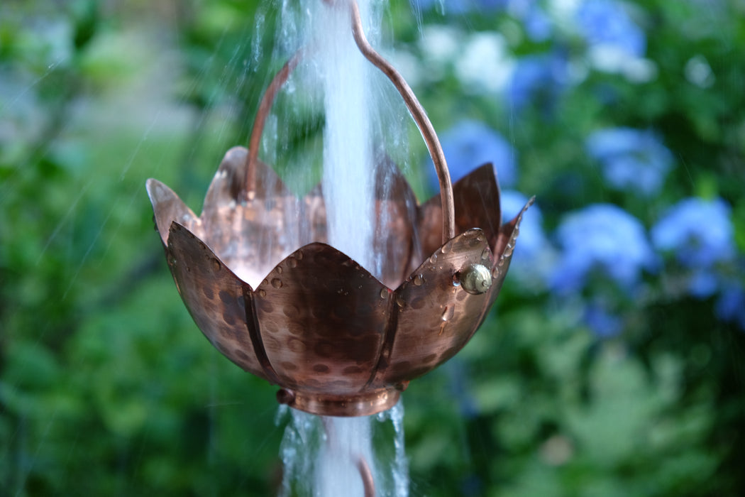 pure solid Copper hand hammered lotus cup rain chain high quality
