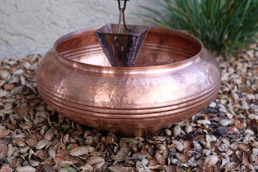 hand hammered copper water catchment basin