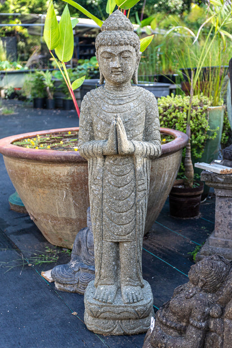 Standing Buddha in Prayer Mudra with Draped Robes
