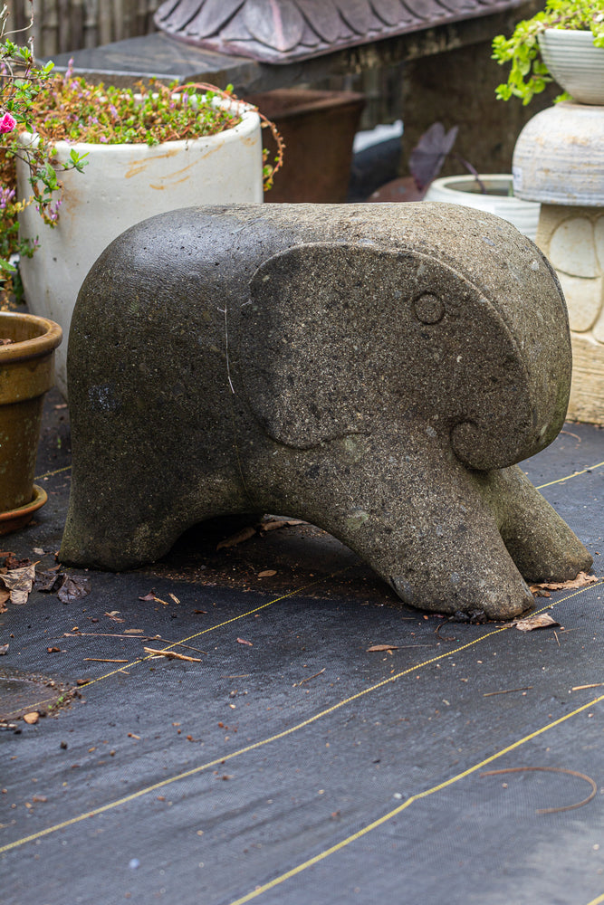elephant garden seat stone statue