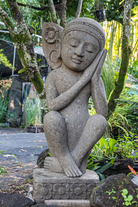 garden elf hand carved stone statue