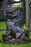 Large hand carved lava rock fu dog male weathered aged stone yard statue