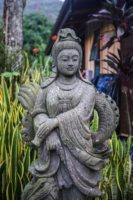 Quan Yin holding vase dragon statue hand carved Indonesian Vase Stone Statue Standing Ready to Ship Quan Yin Made to Order Lotus Limestone Lavastone Kwan Yin Indonesian Hindu Hand Carved Guanyin Greenstone Green Stone Goddess Flower Female Dragon Currentl