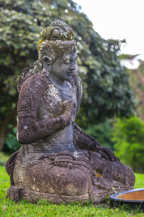 Seated Devi Tara in Half lotus large hand carved stone garden statue lava
