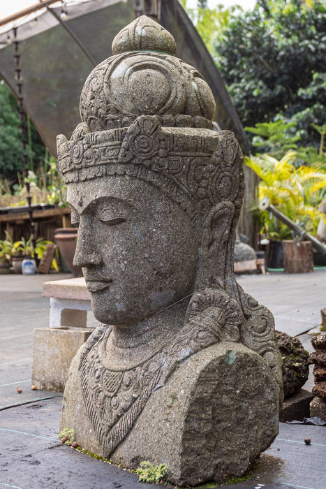 large hand carved stone shiva head bust garden outdoor statue