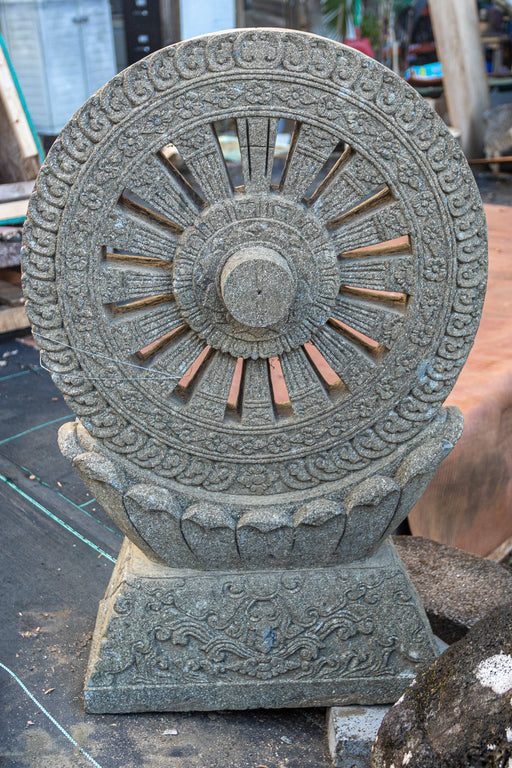 Shiva dharma wheel hand carved stone statue