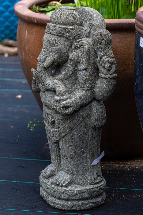 garden standing ganesha stone hand carved stone statue balinese kauai hawaii