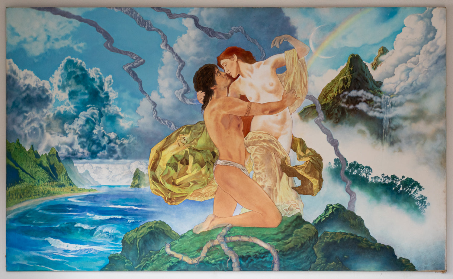 original oil canvas Thomas Christian Wolfe Hi'iaka Lohi'au Kauai Pele goddess Hawaiian Legend mythology diety