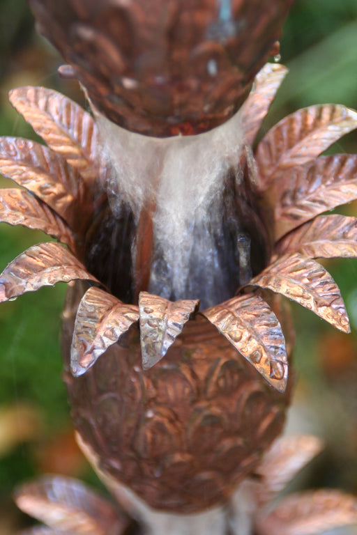 Solid copper pineapple rain chain for Hawaii tropical homes and gardens