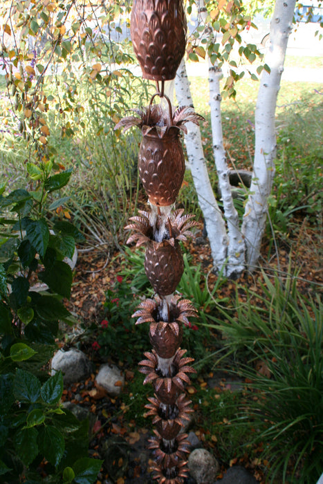 Tropical pineapple copper rain chain decorative gutter downspout alternative